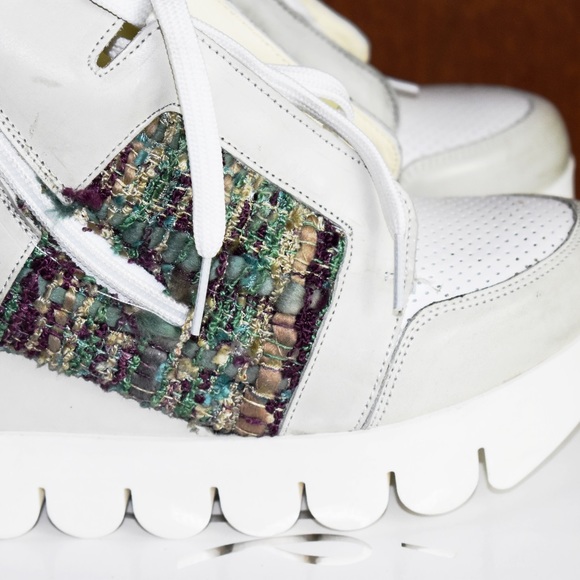 OVYE by Christina Lucchi Leather Tweed Sneakers - Picture 4 of 8